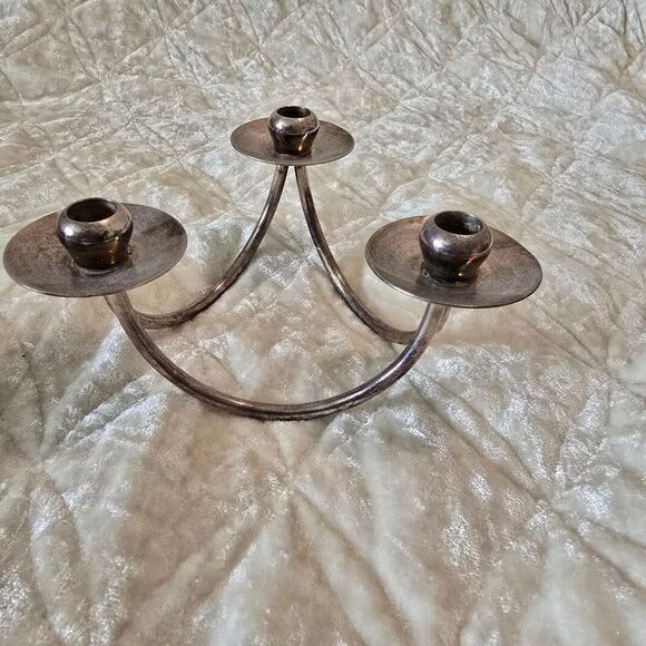 Ben Denmark Mid Century Silver Plate Candelabra Modern Candle Holder - Picture 2 of 9
